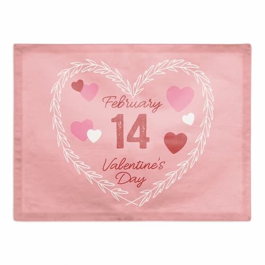 Valentine's Day Calendar Wreath Poly Twill Placemat